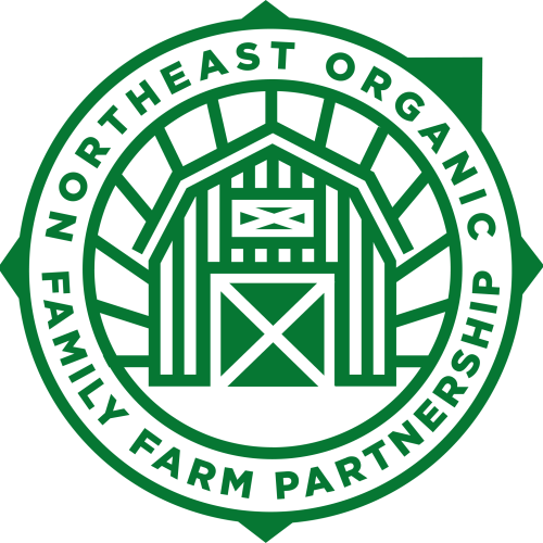 Logo for the Northeast Organic Farmily Farm Partnership, green barn 