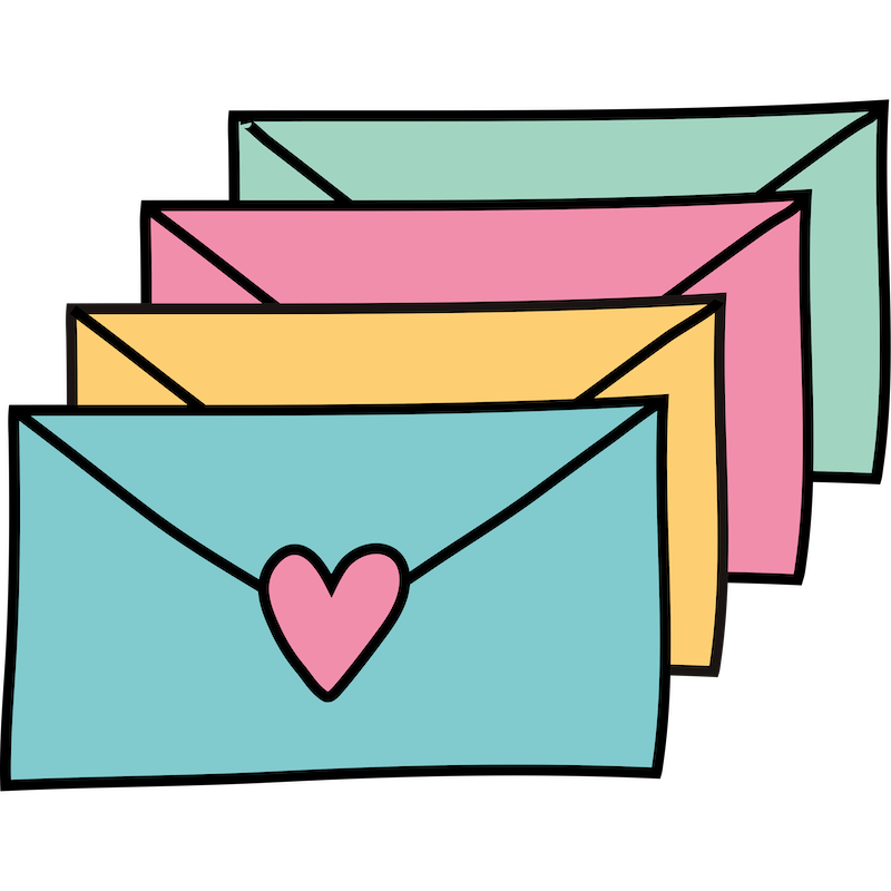 clip art of colorful card in envelopes