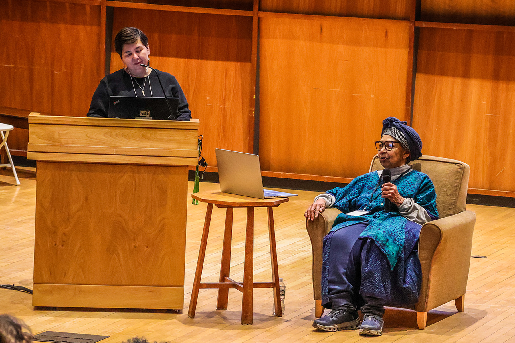 NOFA-VT Board Member Alexis Yamashita is pictured with legendary seed matriarch Ira Wallace as they co-lead a seed workshop at NOFA-VT's 2026 Winter Conference