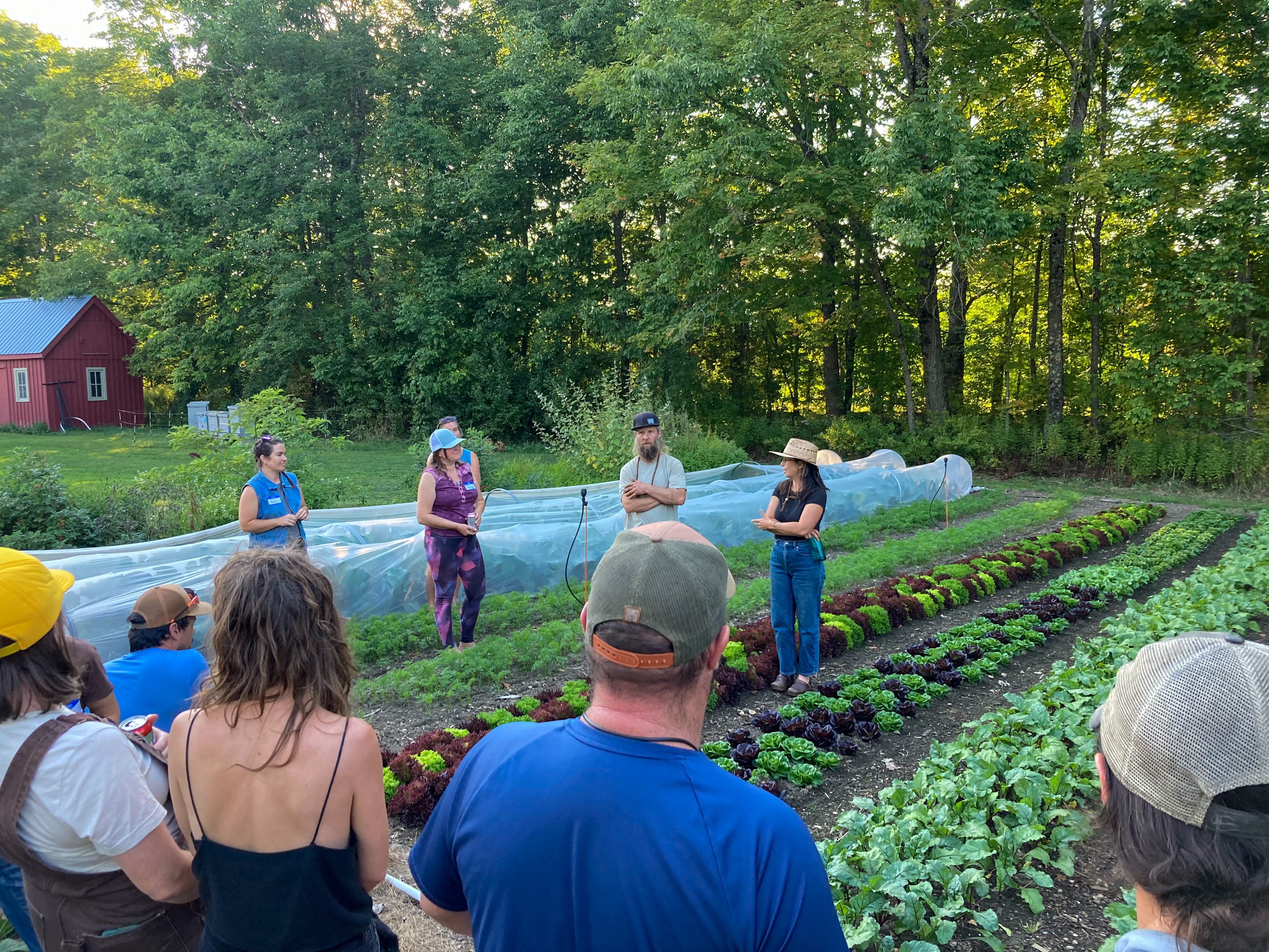 farmers and other food system stakeholders gathered at Breadseed Farm in Vermont's Northeast Kingdom touring the farm fields and discussing farm resilience strategies