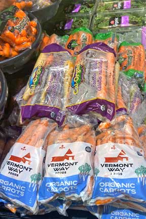 Vermont organic carrots packaged for retail sale under the Vermont Way brand