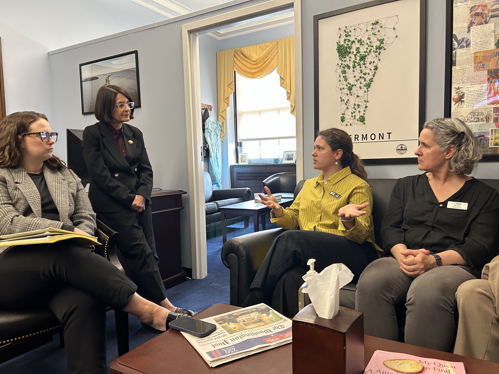 Members of the Vermont Food Security Coalition are seen talking with Representative Becca Balint in her D.C. office