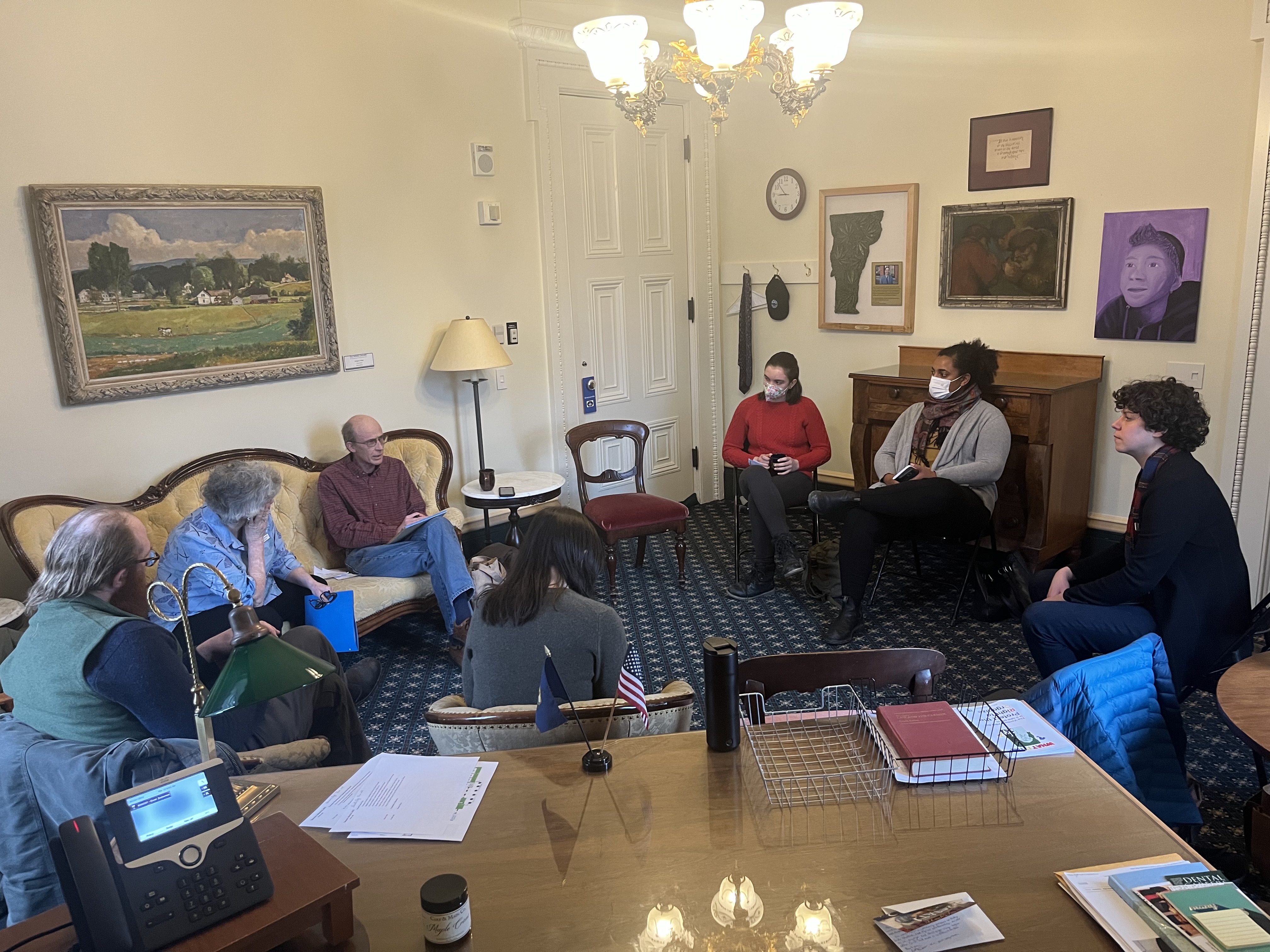 NOFA-VT and Rural Vermont members and allies gather in the Lieutenant Governor's office for March 2023 Small Farm Action Day.