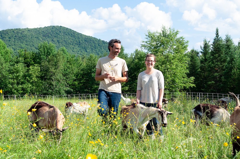 Chad and Morgan with their goats
