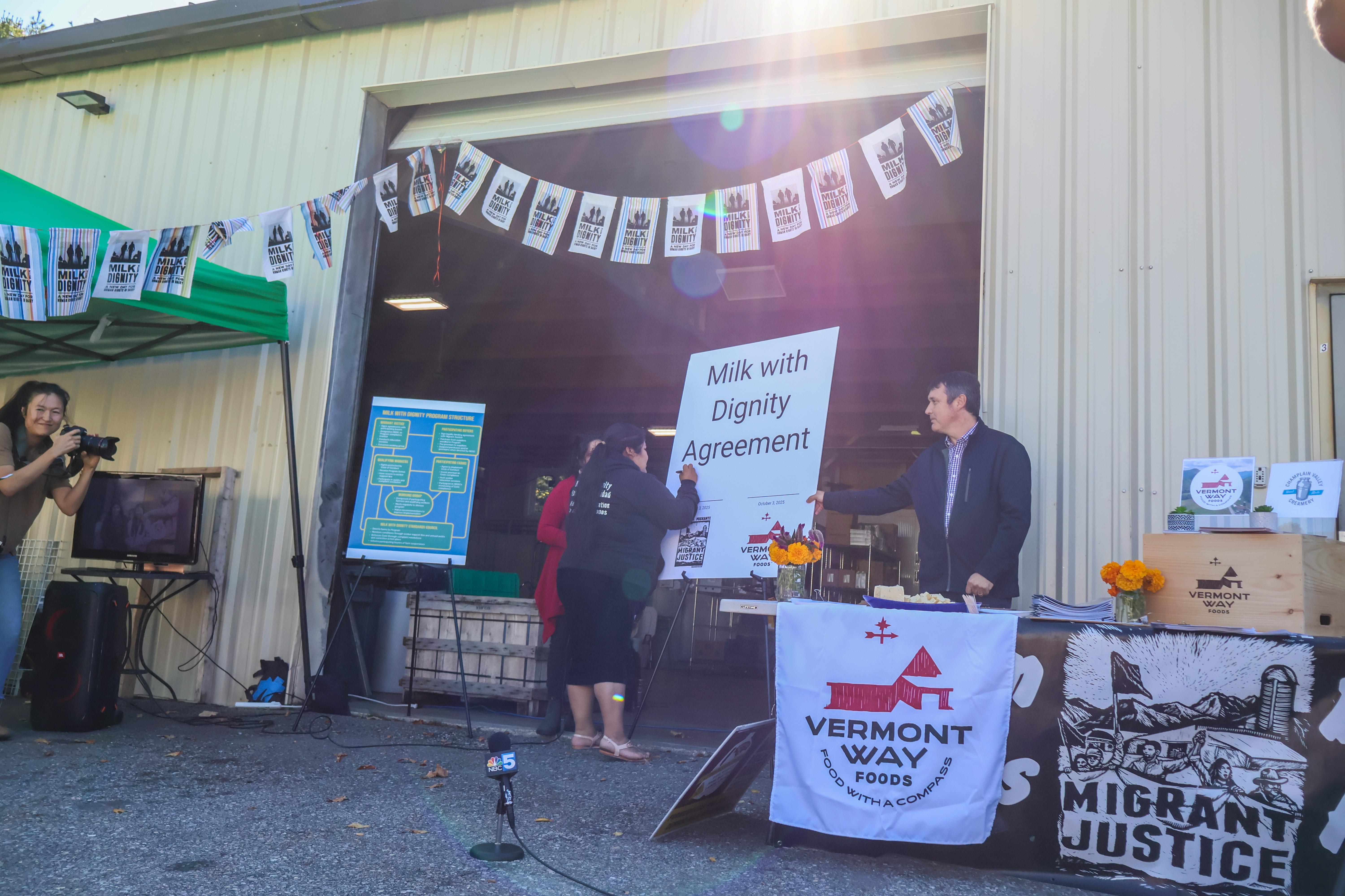 Dairy worker and Migrant Justice leader Olga Cruz was the first to sign the Milk With Dignity agreement between Migrant Justice and Vermont Way Foods