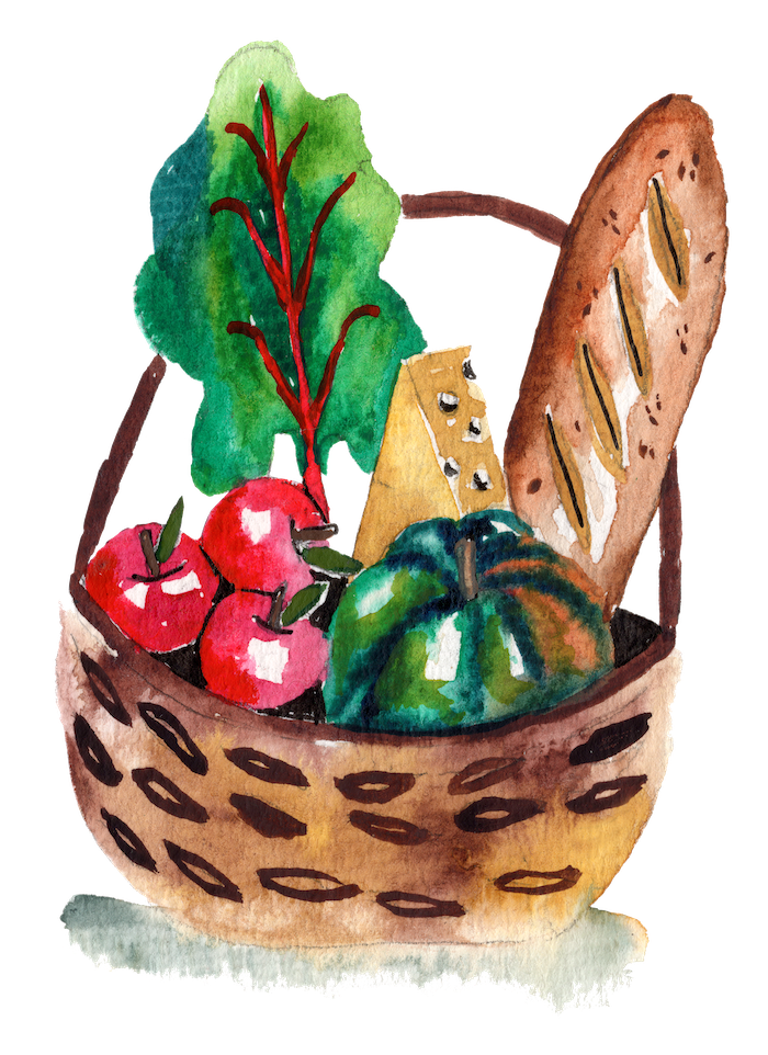 watercolor of a basket