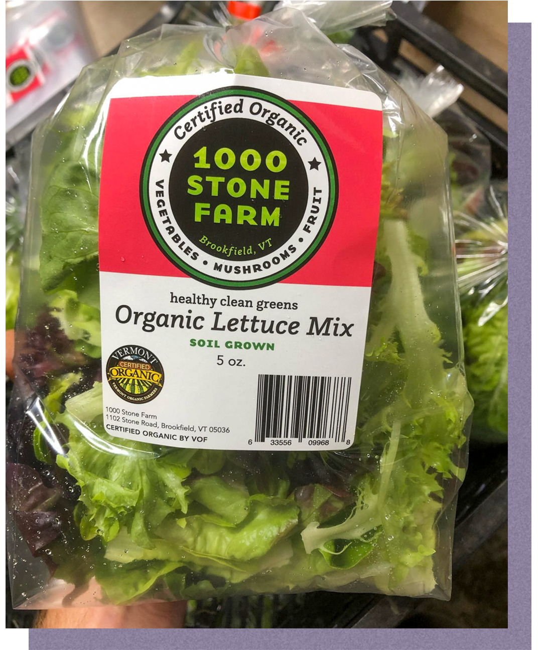 Bag of organic lettuce