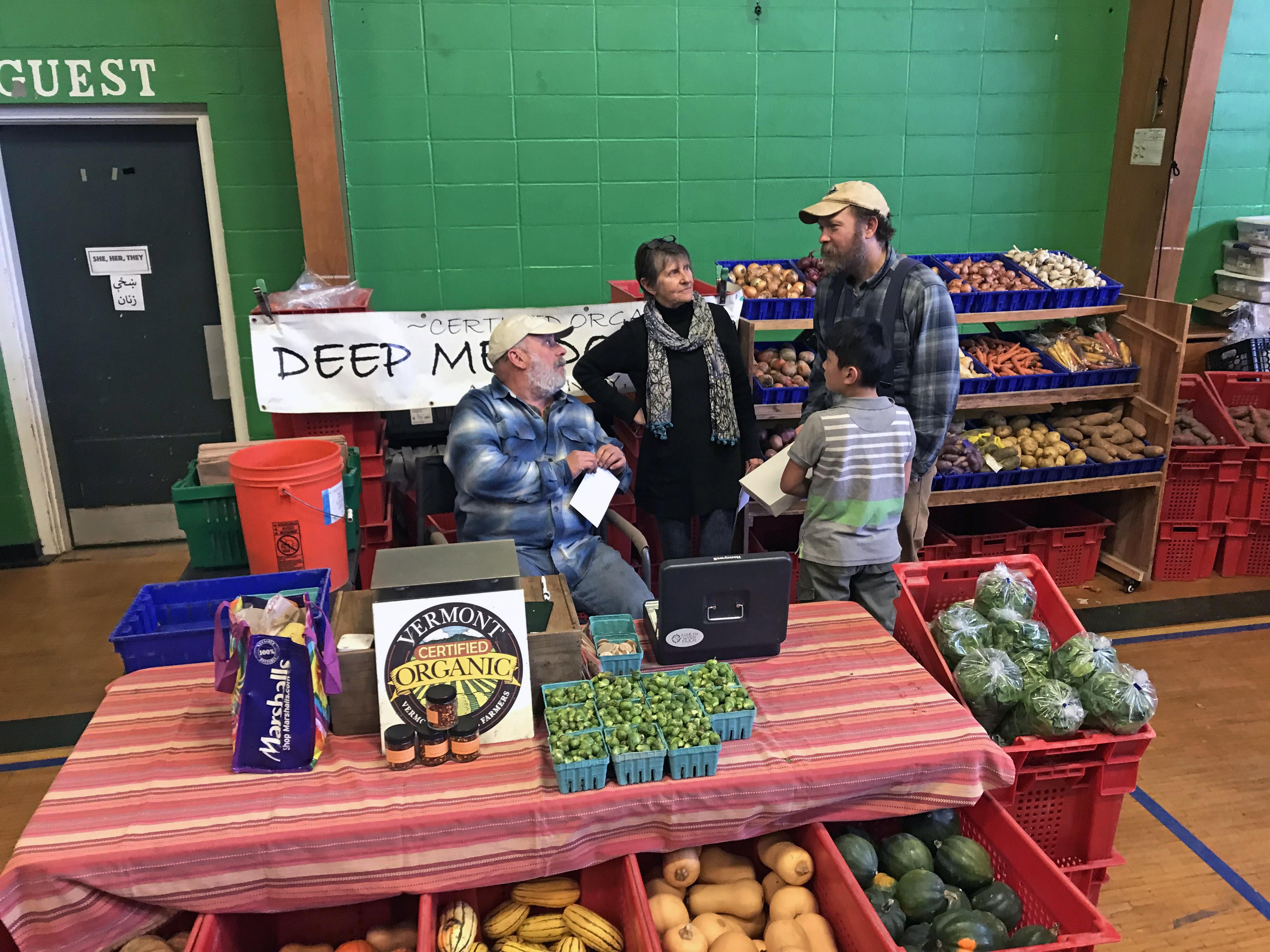 Deep Meadow Farm's booth at the Brattleboro Farmers Market in early December 2023