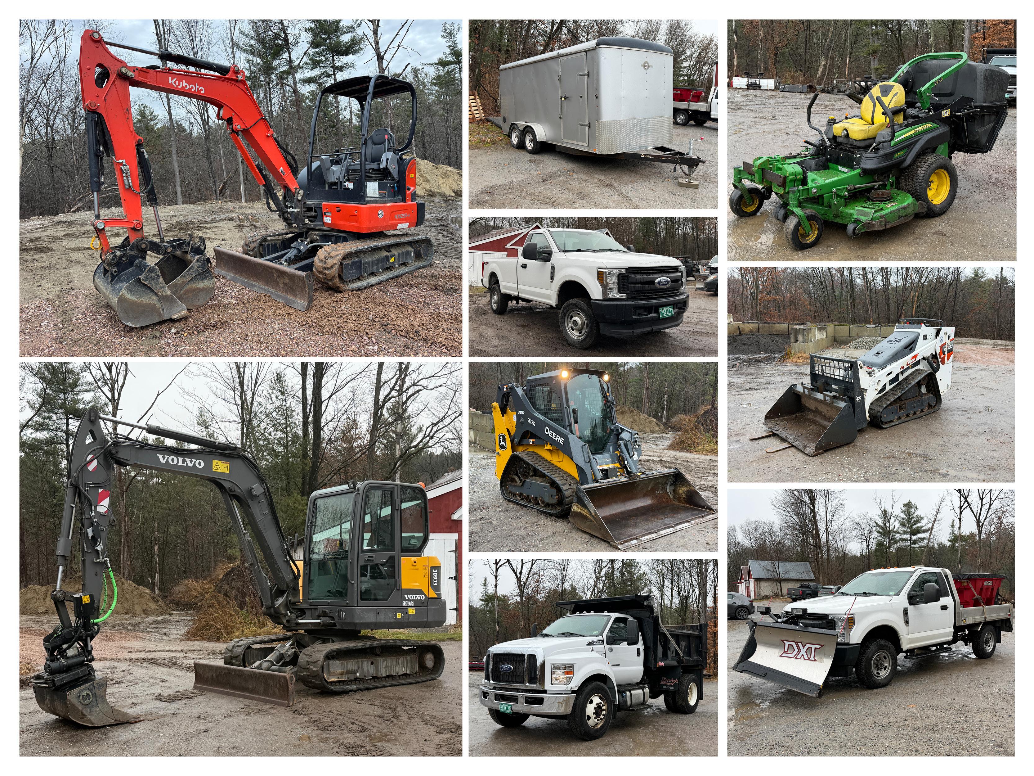 Collage of images of heavy equipment, and other vehicles 