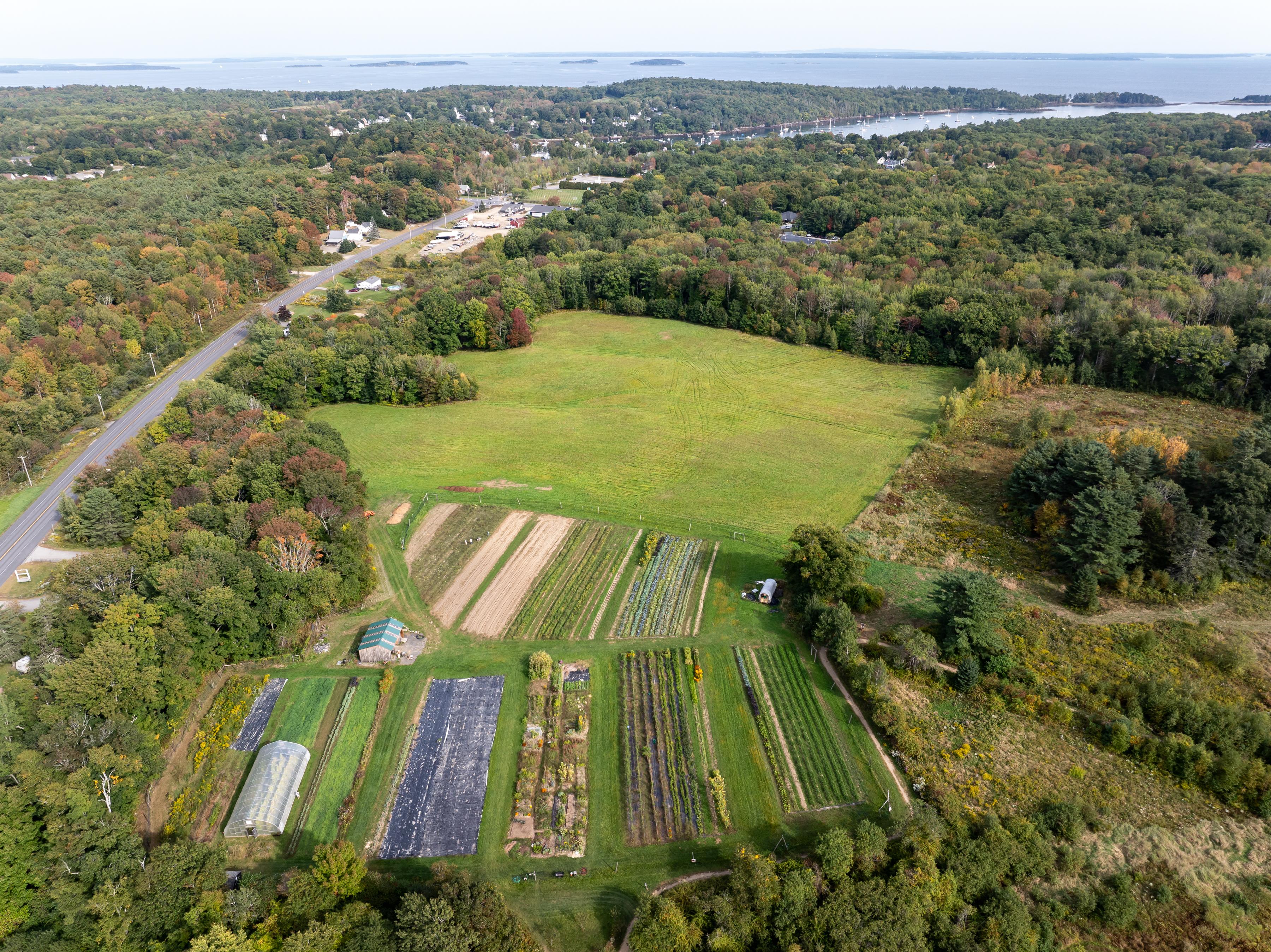 Aerial view of Erickson Fields Preserve Farm