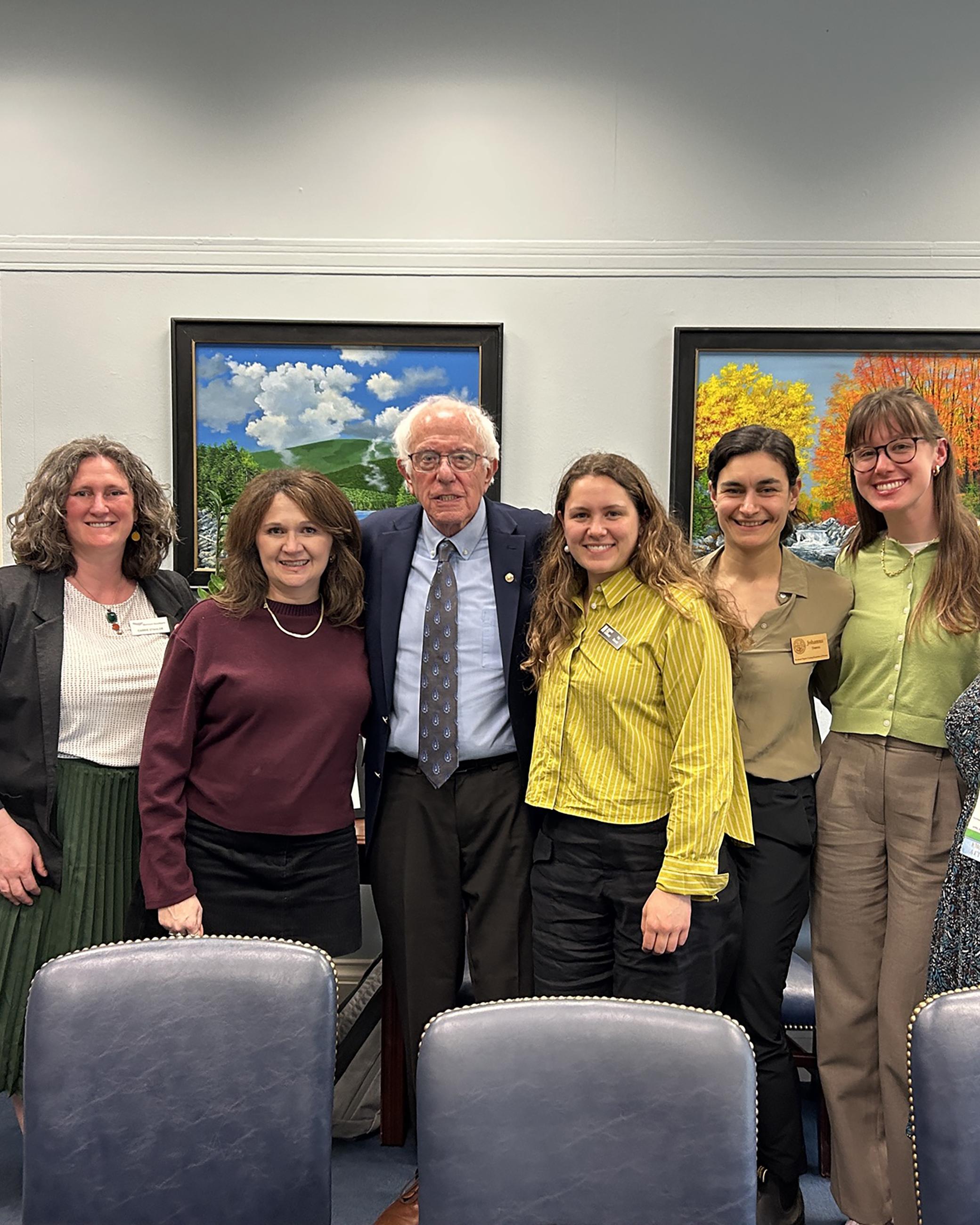 Members of the Vermont Food Security Coalition are seen with Senator Bernie Sanders in his D.C. office as part of the National Anti-Hunger Policy Conference