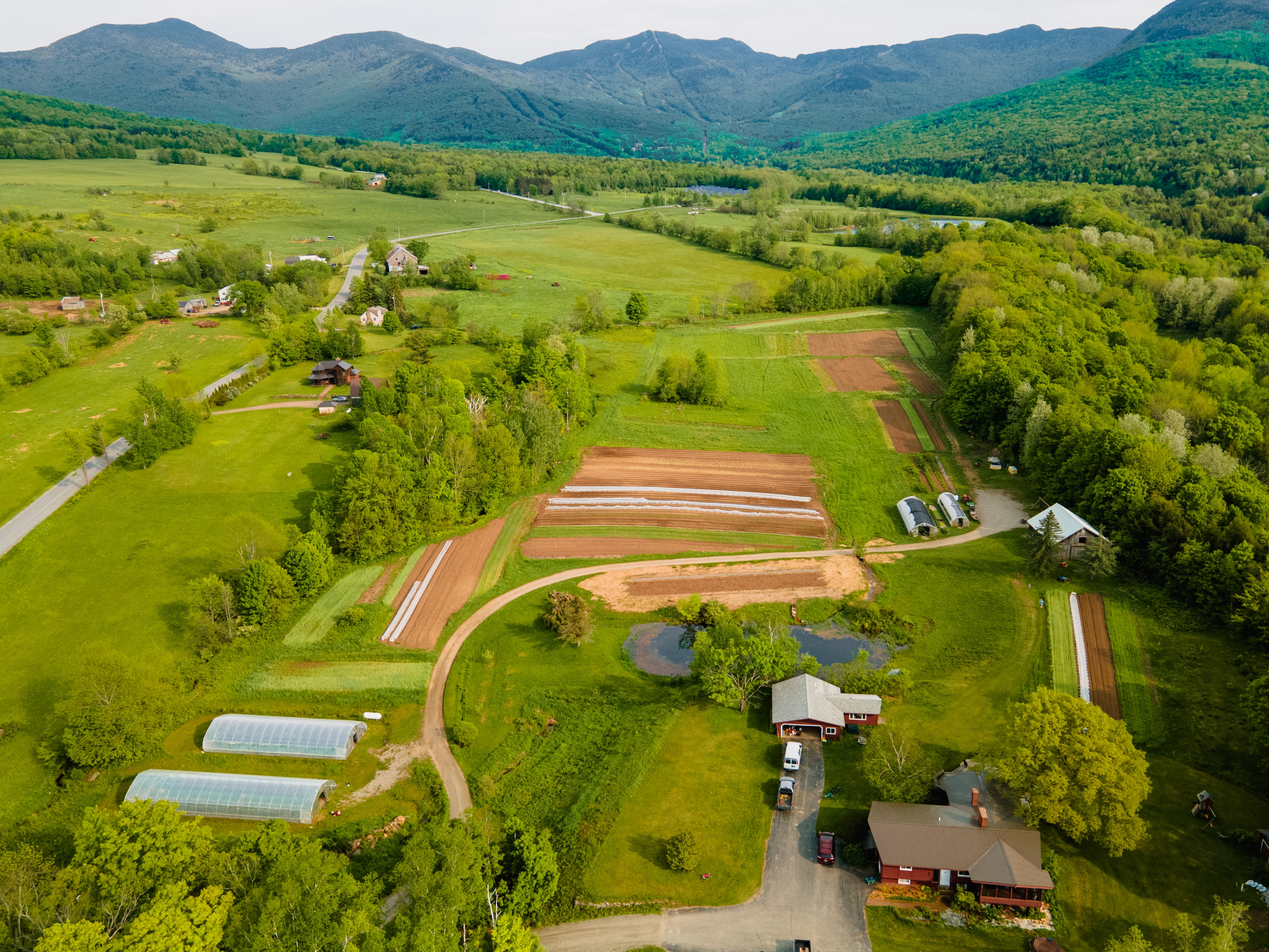 Aerial picture of farm landscape.