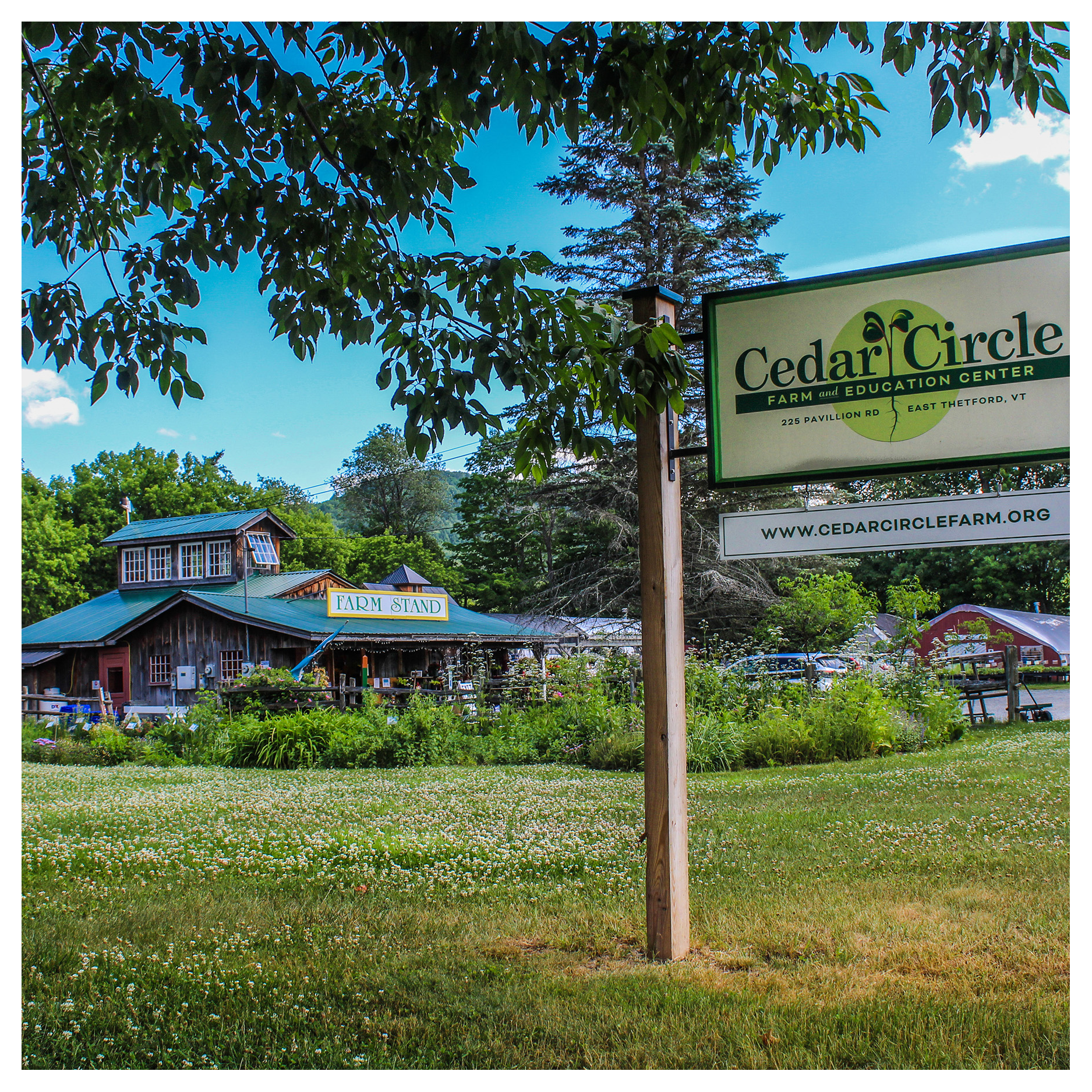 Cedar Circle Farm & Education Center as seen from their roadside sign