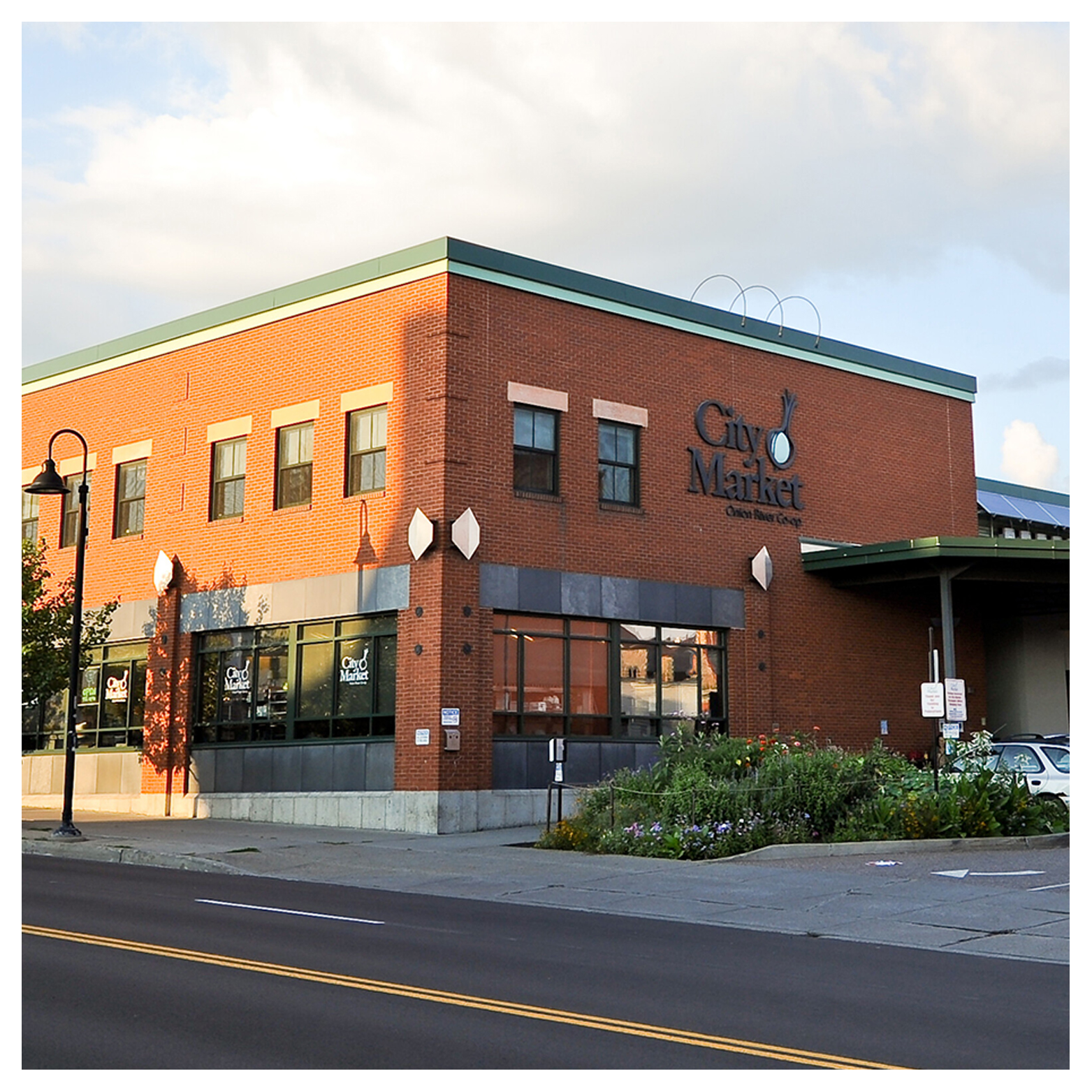 City Market Onion River Co-op's downtown Burlington retail store, as seen from across the street