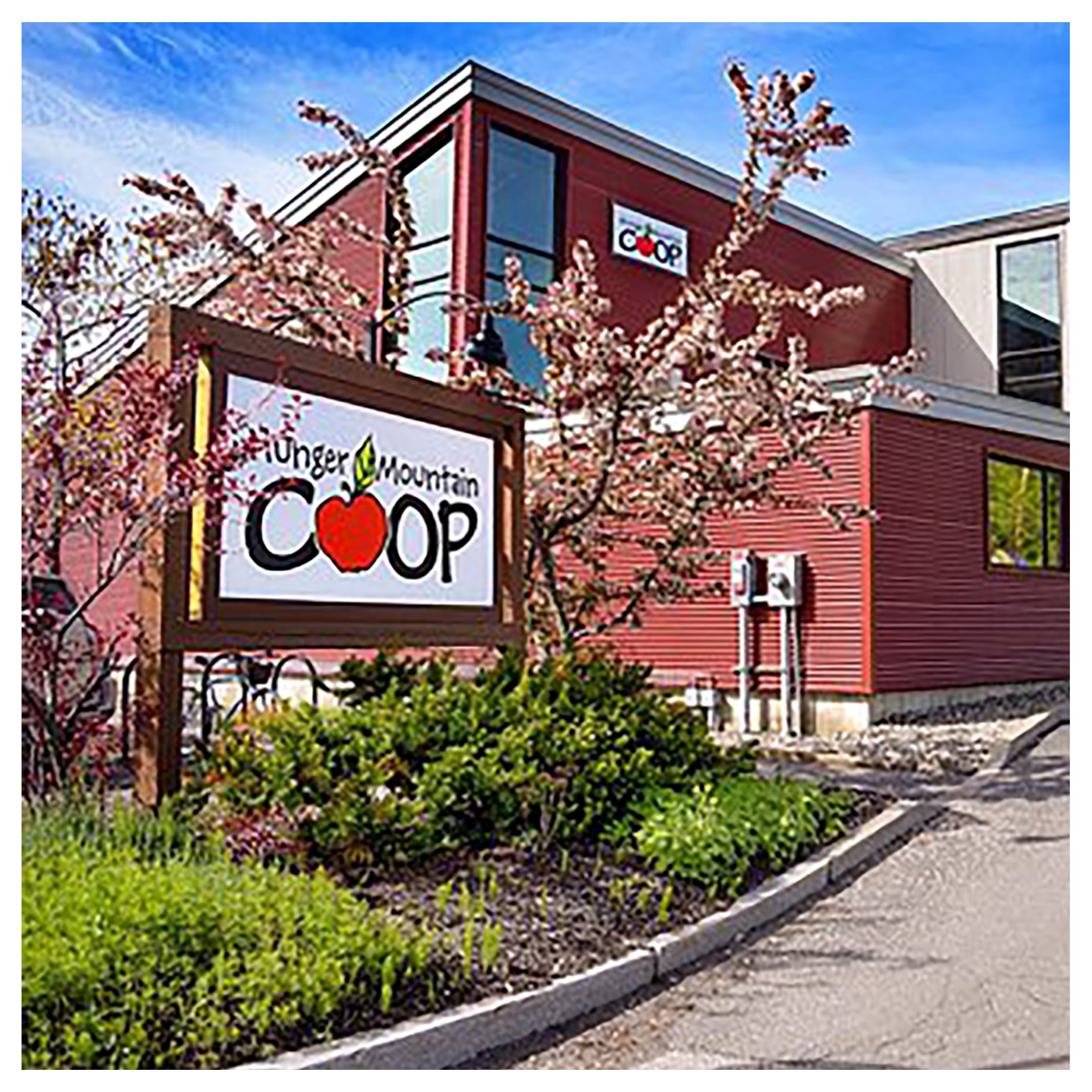 Hunger Mountain Co-op as seen from their parking lot entry