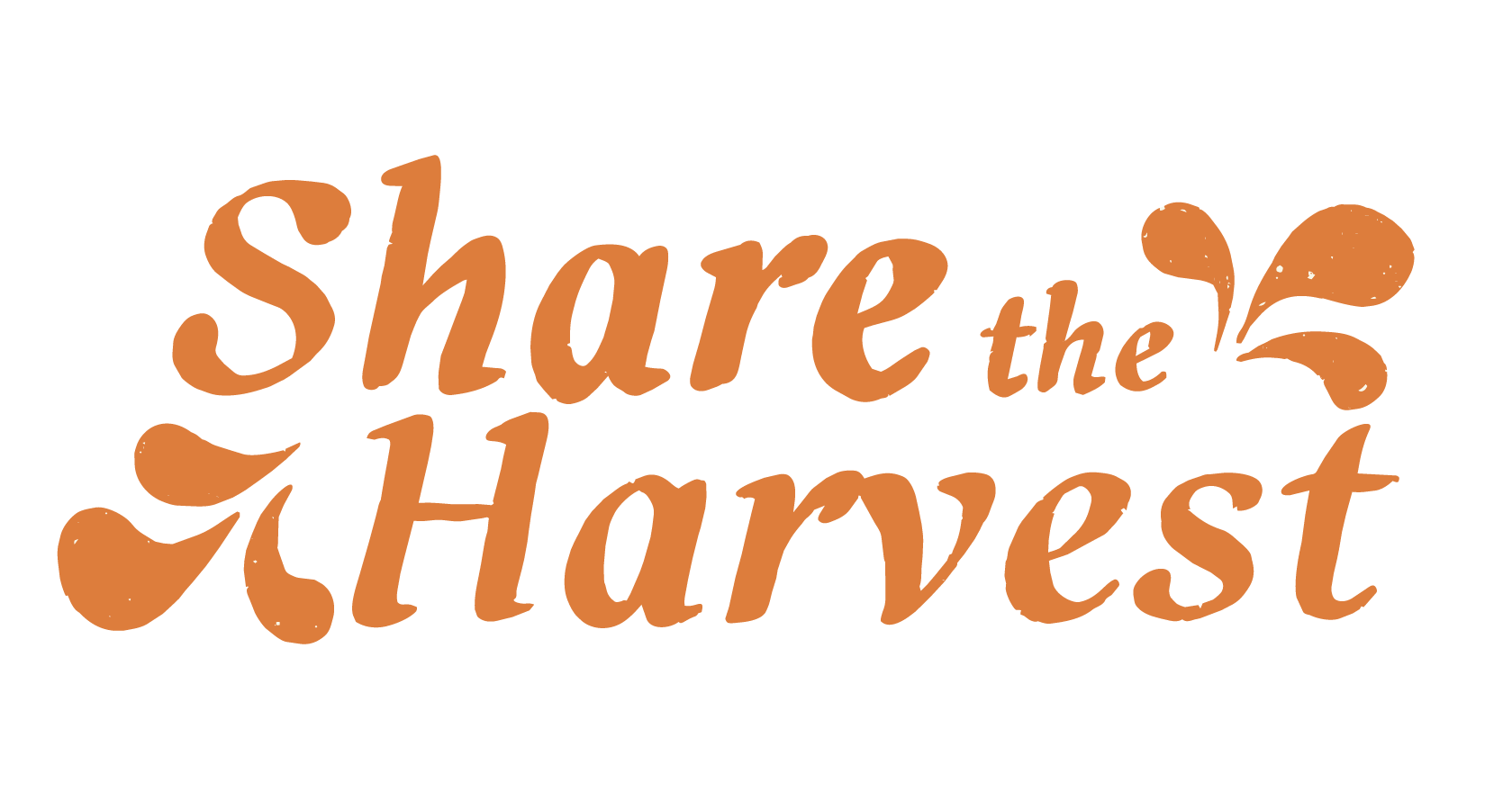 Text reading "share the harvest" in stylized letters