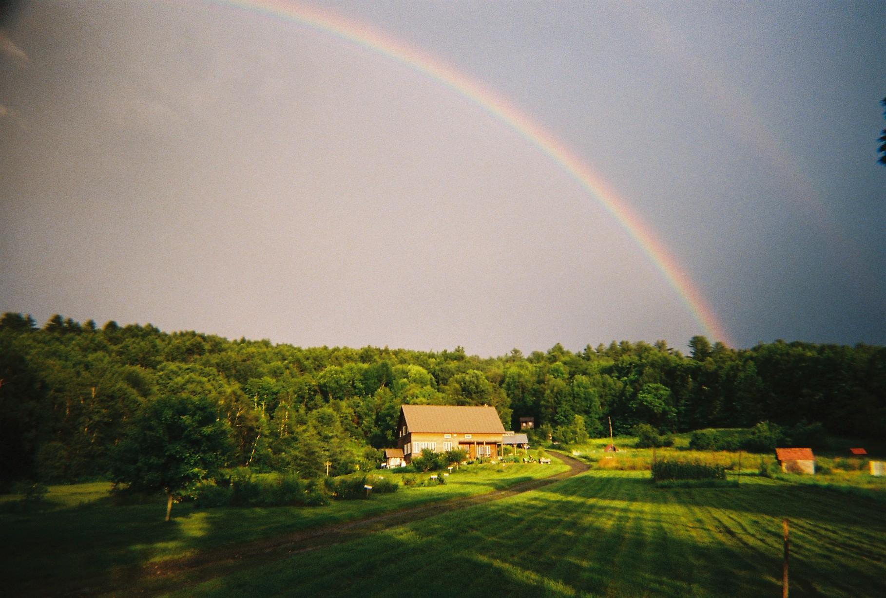 Uphill view of the farmhouse 