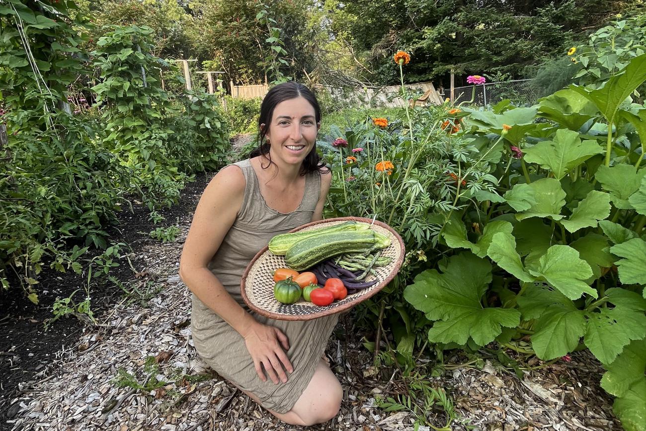 Emily Tompkins in her garden