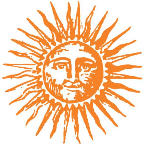 orange sun with face