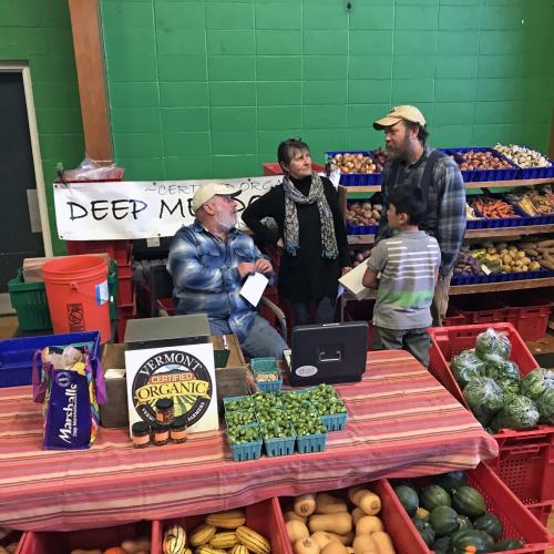 Deep Meadow Farm's booth at the Brattleboro Farmers Market in early December 2023