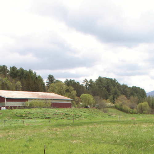 Scenic Vermont landscape with pasture, barn, and mountain