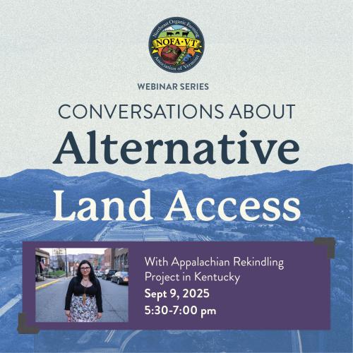A graphic depicting the details of a land access webinar with Appalachian Rekindling Project, with a picture of Tiffany from Appalachian Rekindling