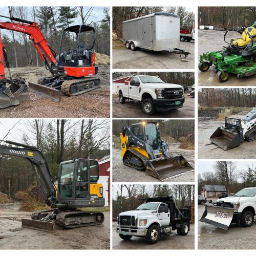 Collage of images of heavy equipment, and other vehicles 