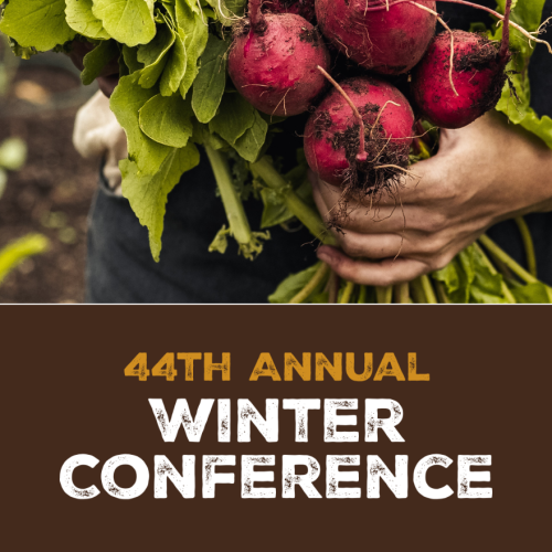 NOFA-NY winter conference with hand holding beets