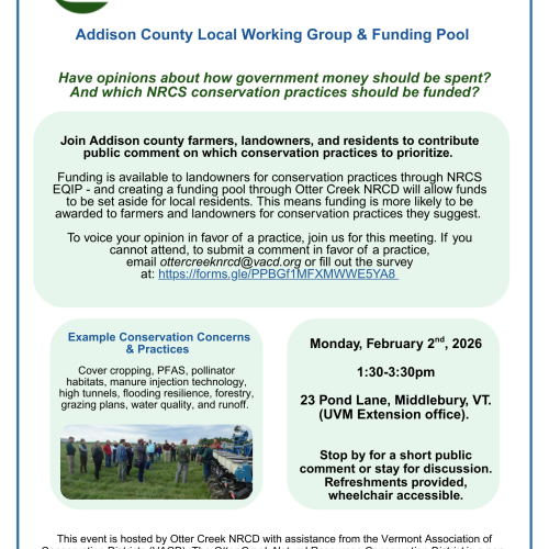 Addison County Local Funding Pool Meeting date & time flier