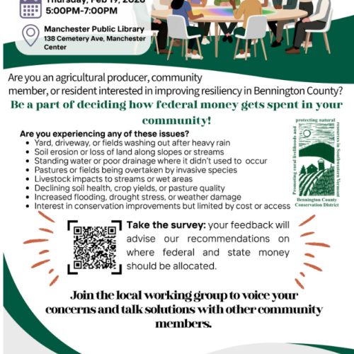 Green & white flyer for local work group