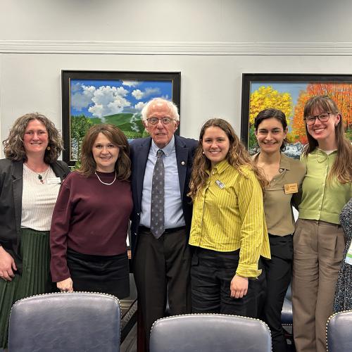 Members of the Vermont Food Security Coalition are seen with Senator Bernie Sanders in his D.C. office as part of the National Anti-Hunger Policy Conference