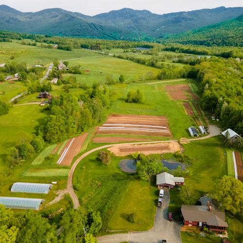 Aerial picture of farm landscape.
