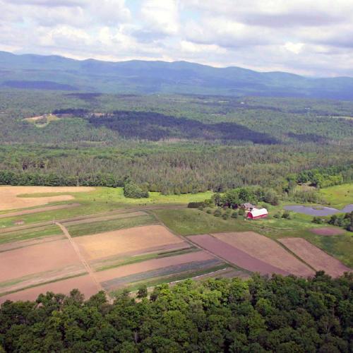 Aerial view of our farm looking west
