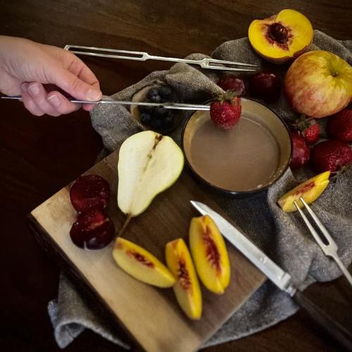 chocolate fondue with fruit