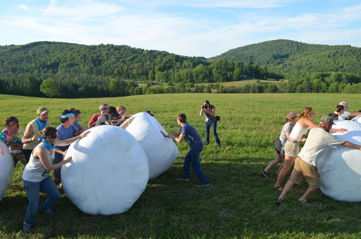 Hay bale rolling