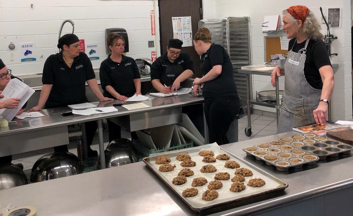 Abbie Nelson, teaching a workshop with school food professionals